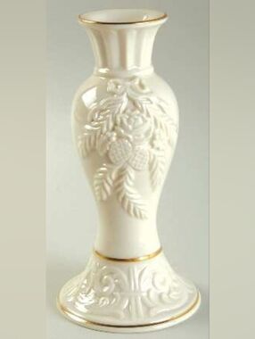 Vintage Lenox Winter Bouquet Pair of Candlestick Holders 24K Gold Trim